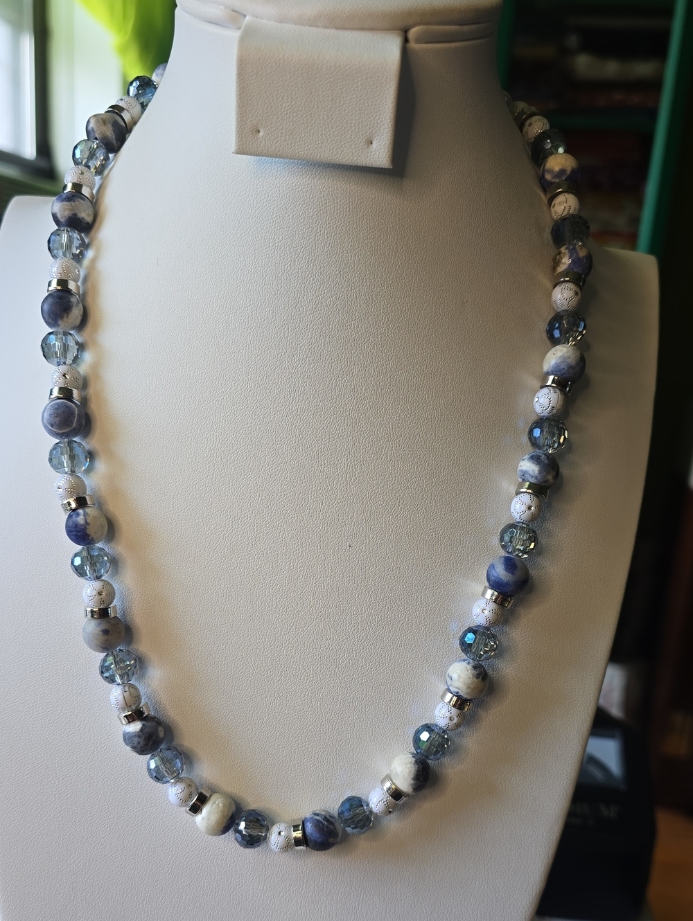 Classic Blue and White Beaded Necklace